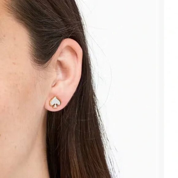 KATE SPADE • White Everyday Spade Enamel Earrings - Picture 2 of 4